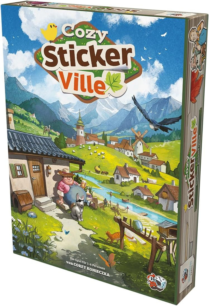 Asmodee, Cozy Stickerville, DE-Version, Kooperatives Familienspiel für 1-6 Spieler ab 8 Jahren, Bret
