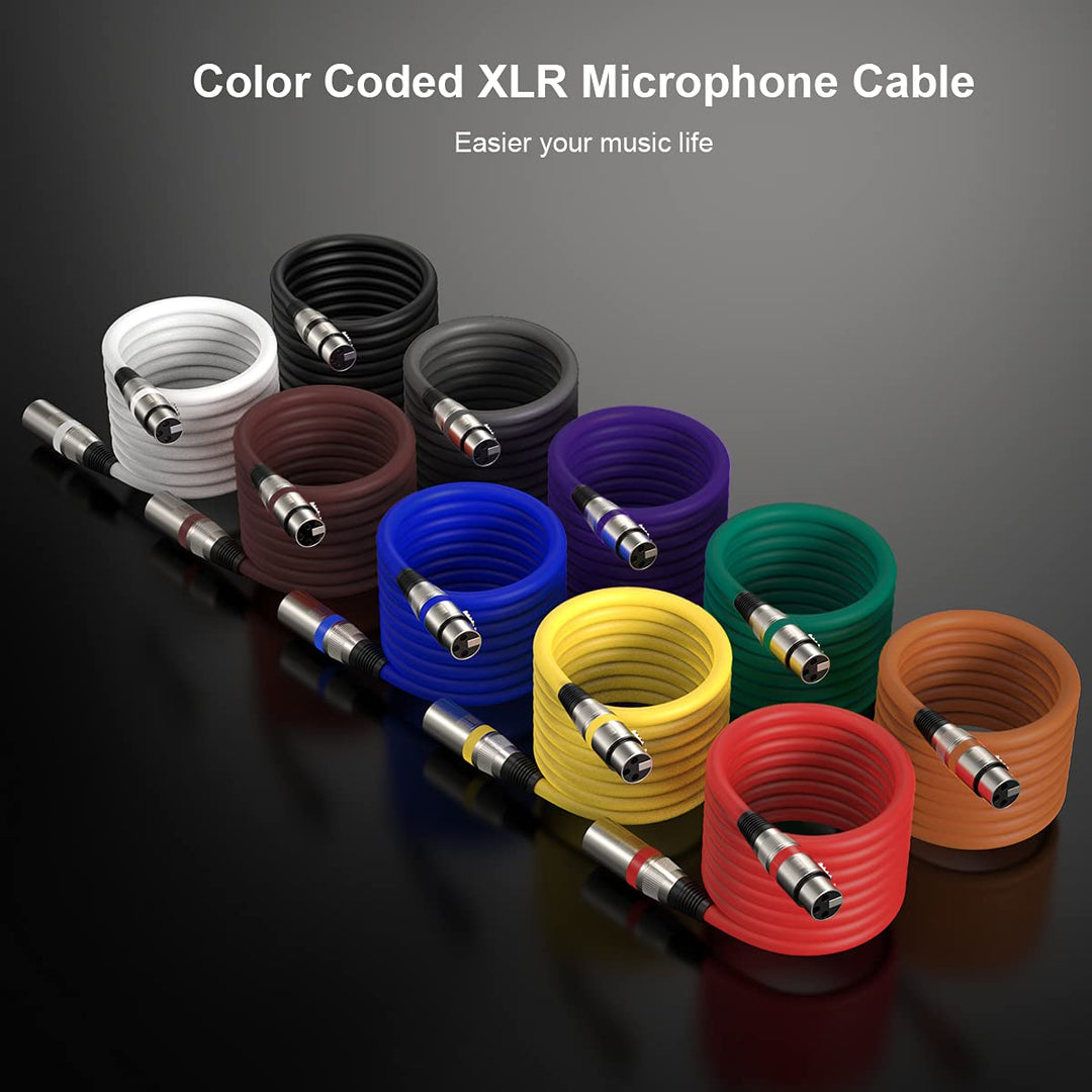 EBXYA XLR-Kabel Mikrofonkabel 1 m/3 Fuss, 10er-Pack, Mic-Patch-Farbkabel – Stecker auf Buchse, XLR-B