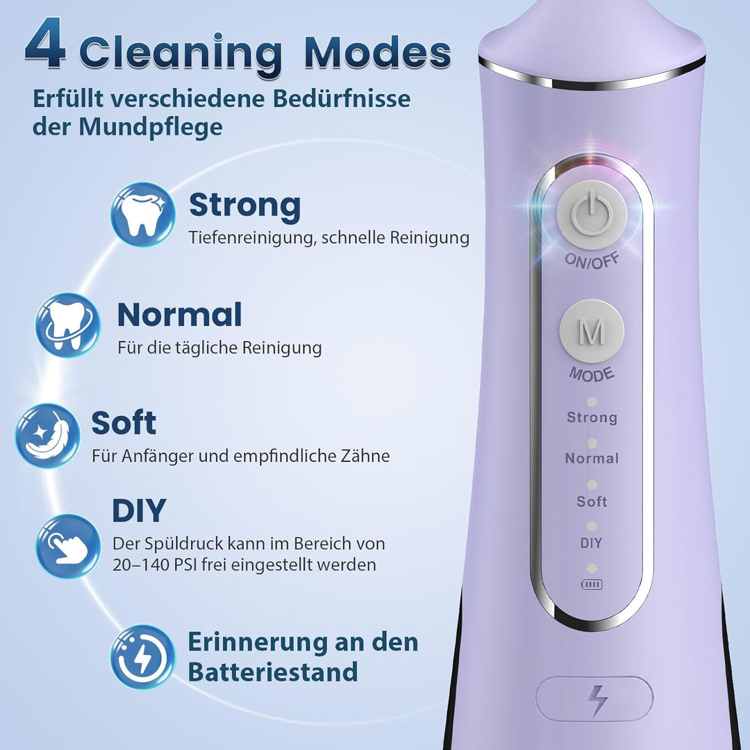 OasiSmile Munddusche Kabellos Elektrisch: Munddusche Testsieger 2026, 4 Modi DIY Druck & 5 Jet-Tipps