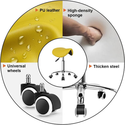 KKTONER Sattelhocker Arbeitshocker höhenverstellbar drehbar Rollhocker Bürohocker mit Sattelsitz