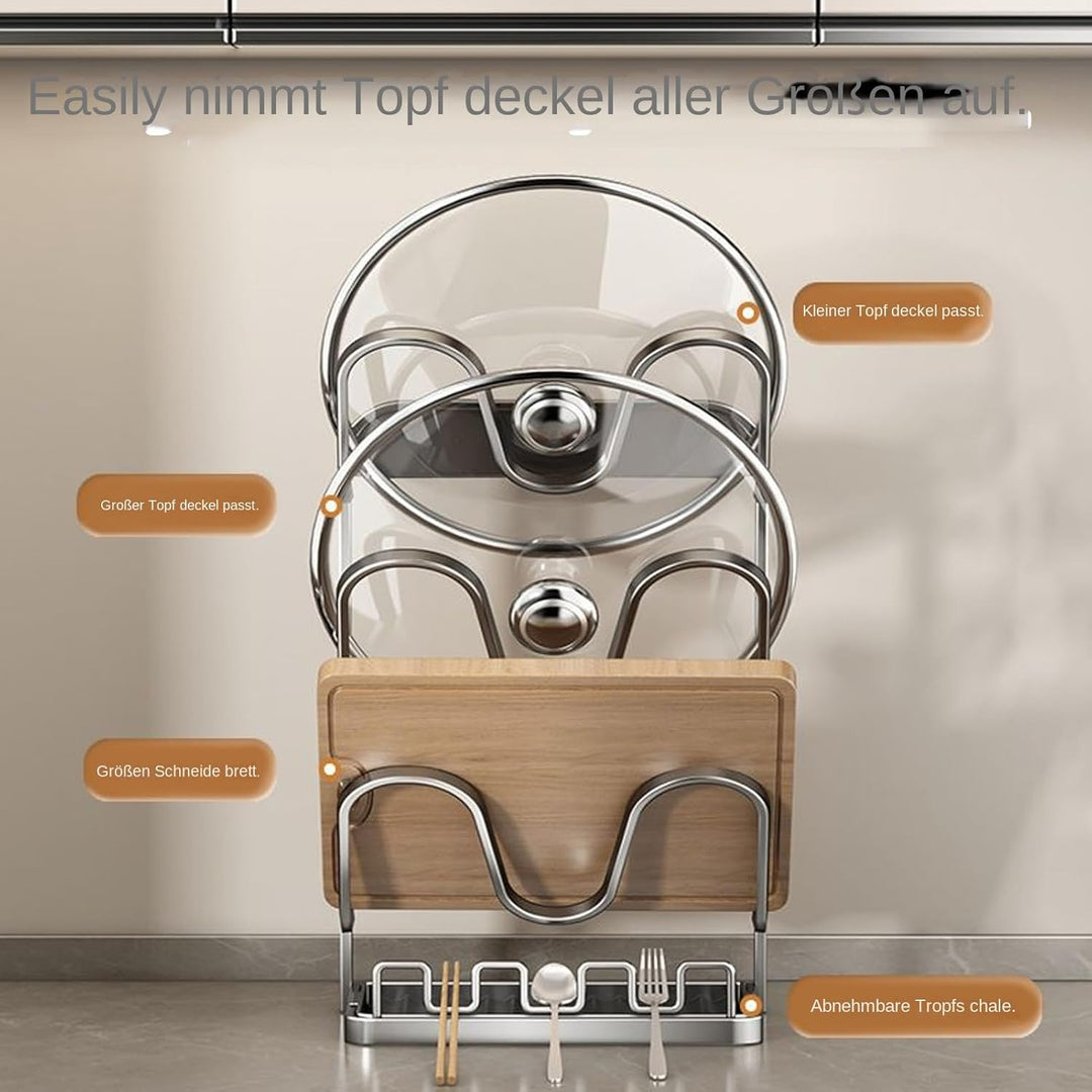 Küchen Topfdeckelhalter – Multifunktionales Küchen Topfdeckel Aufbewahrungsregal | Platzsparender Ru