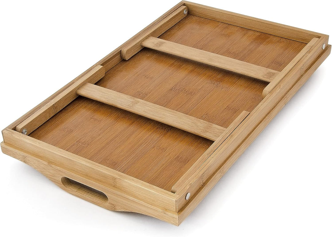 Relaxdays 2 x Betttablett klappbar, Essenstablett mit Füssen, Frühstück im Bett, Bambus & MDF, HxBxT