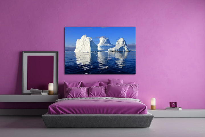 deyoli Gigantische Eisberge Format: 80x60 als Leinwandbild, Motiv fertig gerahmt auf Echtholzrahmen,