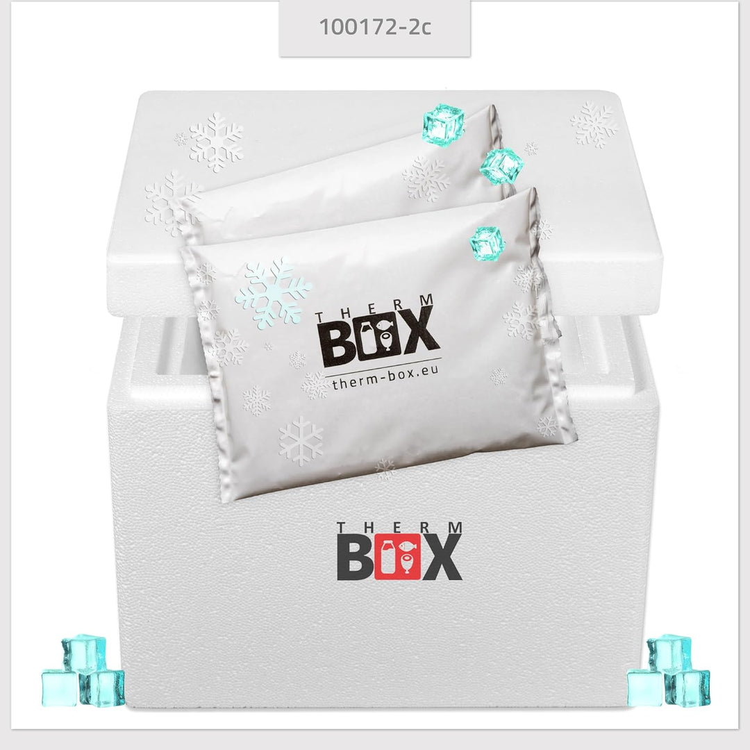THERM BOX Styroporbox 13W mit 2X Kühlakku für Kühlbox 13,2L Innen: 30x20x22cm Transportbox Thermobeh