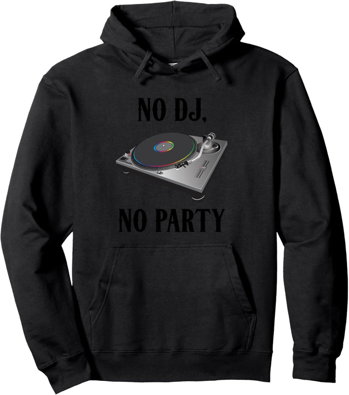 No DJ No Party Retro Vintage DJ Djane Vinyl Pullover Hoodie