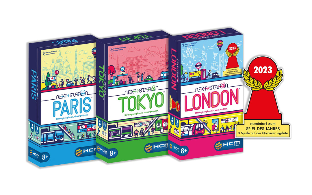 HCM Kinzel Bundle Next Station London, Tokyo, Paris Brettspiel, 3 Spiele Set, Flip und Write - Plane