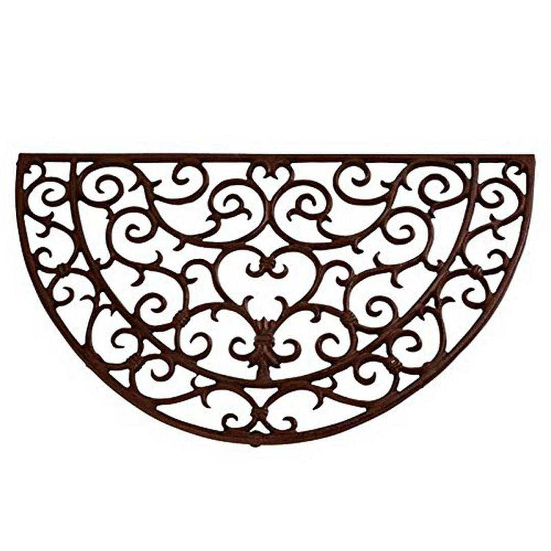 Esschert Design Schmutzfangmatte, Fussmatte in antik aus Gusseisen, halbrund, ca. 69 cm x 41 cm