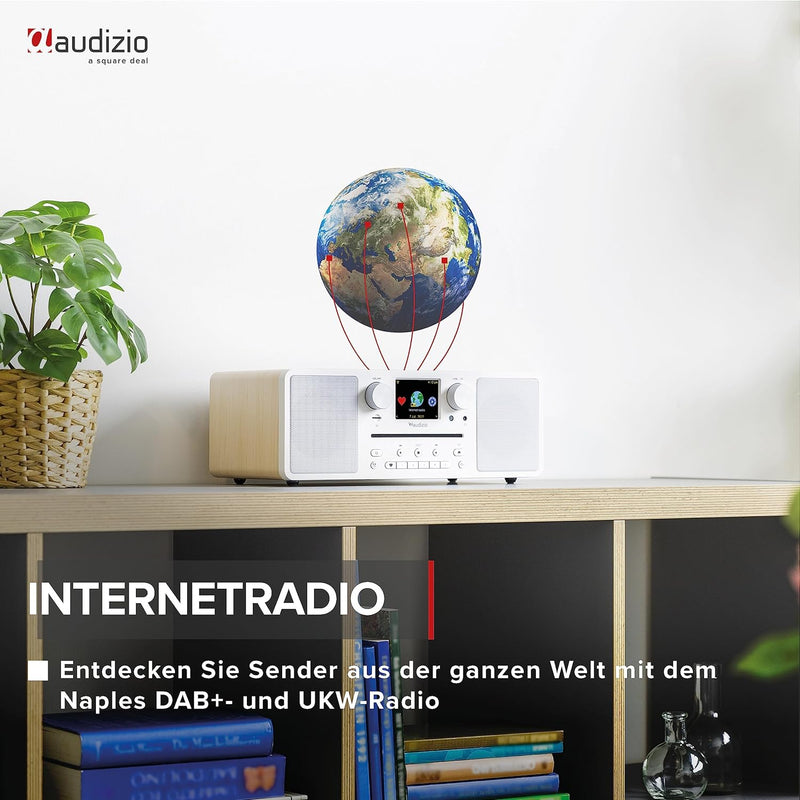 Audizio Naples - DAB Radio mit CD Player, Bluetooth, Internetradio WLAN, Fernbedienung, 60 Watt, UKW