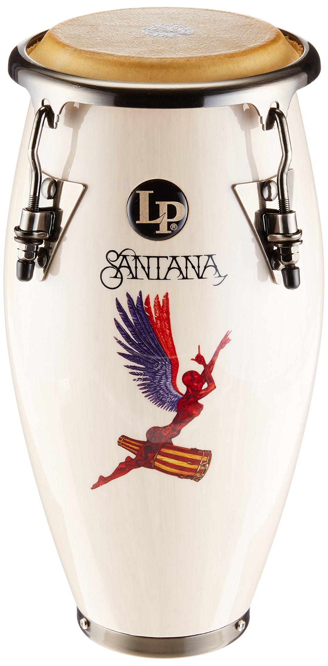 LP Latin Percussion Conga Santana Abraxas Angel LPM197-SNW weiss, brushed Nickel Hardware Santana Ab