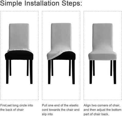VanderHOME Stuhlhussen 4er Set Elastische Universal Esszimmerstuhl Abdeckung mit Rock Abnehmbare Was