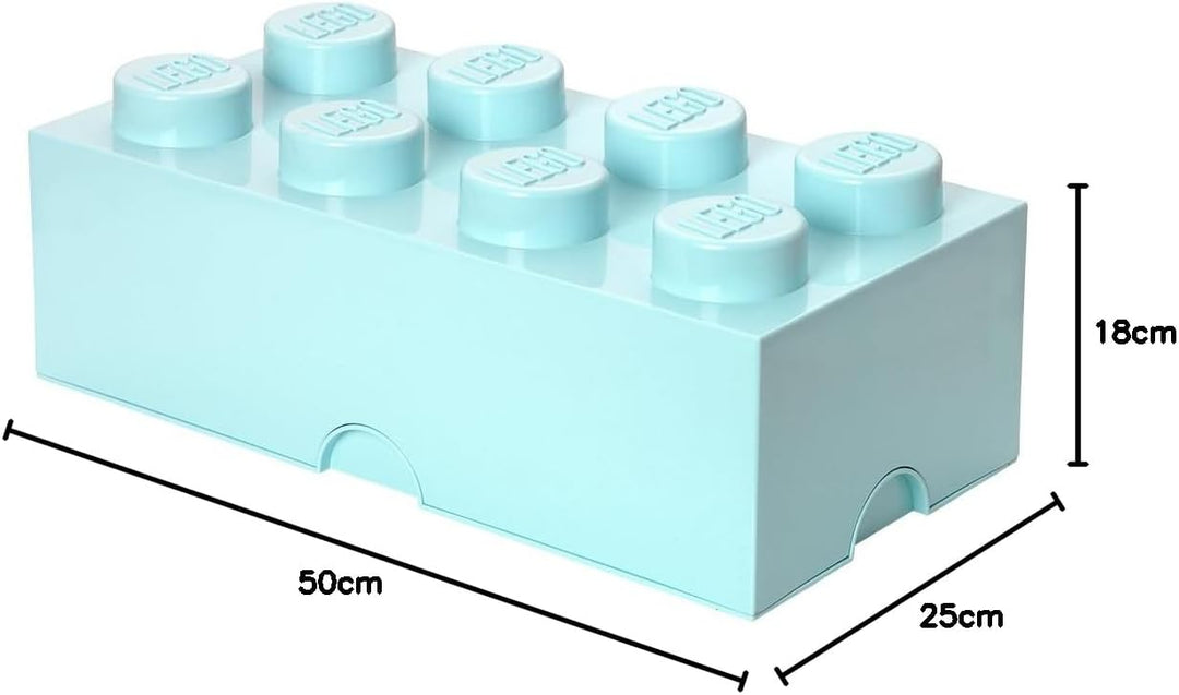 LEGO Aufbewahrungsstein, 8 Noppen, Stapelbare Aufbewahrungsbox, 12 l, mintgrün Aqua Blau, Aqua Blau