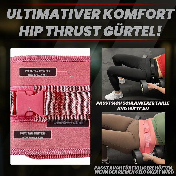 Hüft-Schubgurt, Gewichtheberlast zur Befestigung von Hanteln für Hüftübungen, Gesässbrücke, Planke,