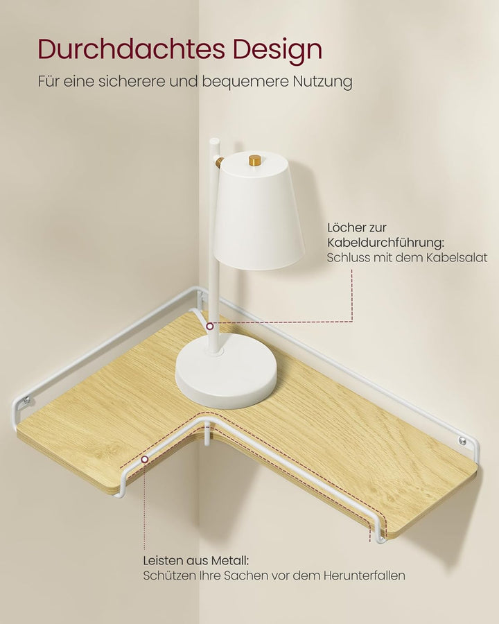 VASAGLE L-förmiges Eckregal, 2er Set, Wandregal, Industrie-Design, für Wohnzimmer, Schlafzimmer, Küc