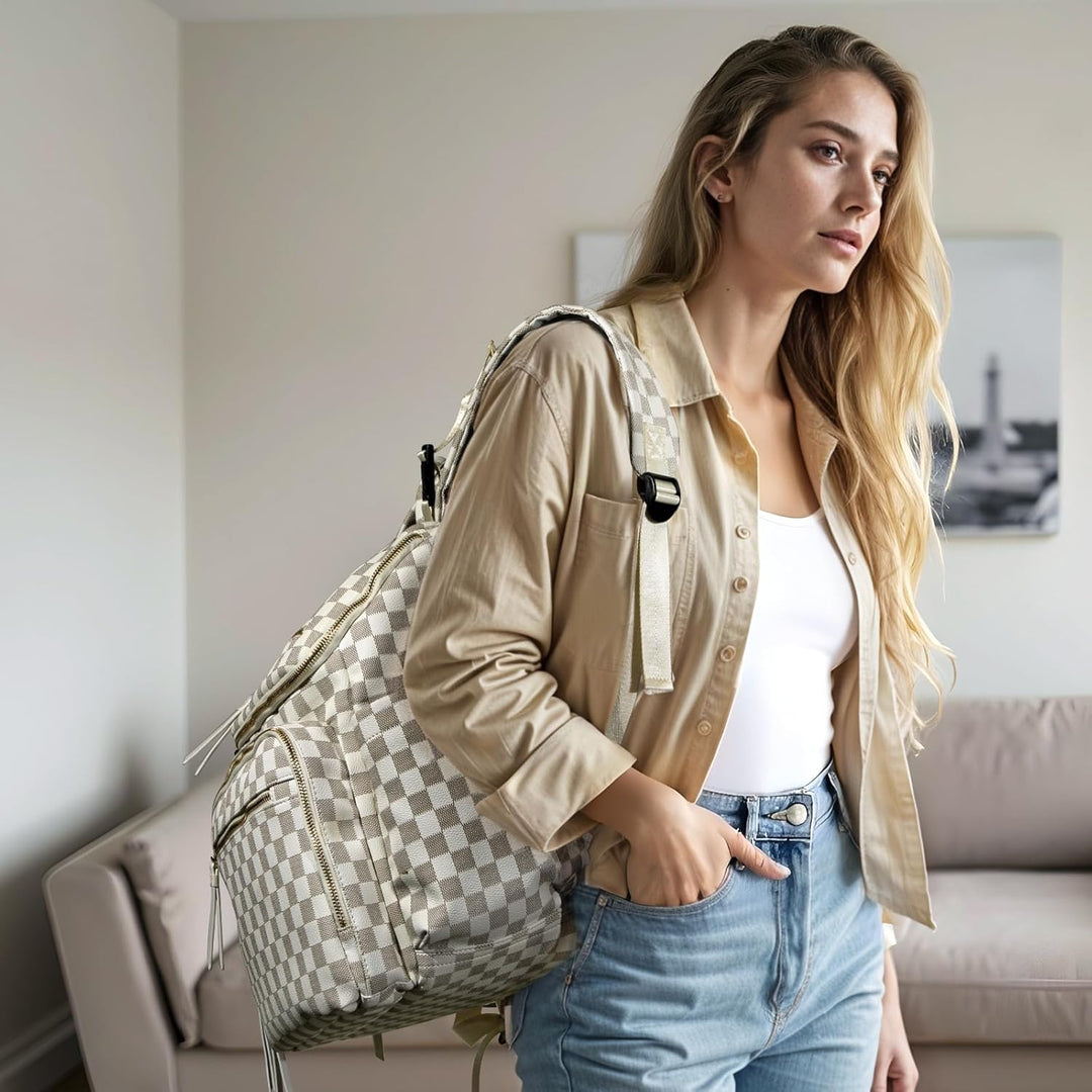 MISSFONG Baby Wickelrucksack Wickeltasche, Leder Wickelrucksack Gross Babytaschen Rucksack Lässig mi