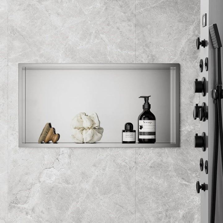 60 x 30 x 10cm, Wandnische Dusche Edelstahl Duschnische Einzelregal Lagerung für Badezimmer Nano Sil
