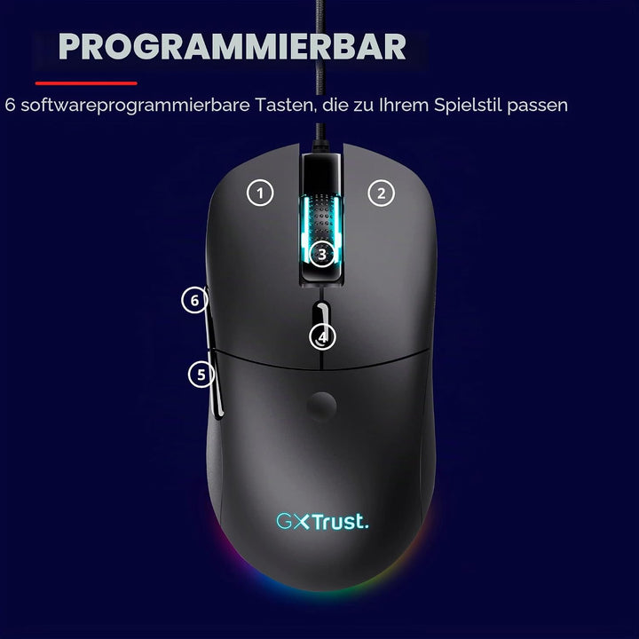 Trust Gaming GXT 981 Redex Federleichte Gaming-Maus, 200-10.000 DPI, 80-Mill-Kailh-Schaltern, Optisc