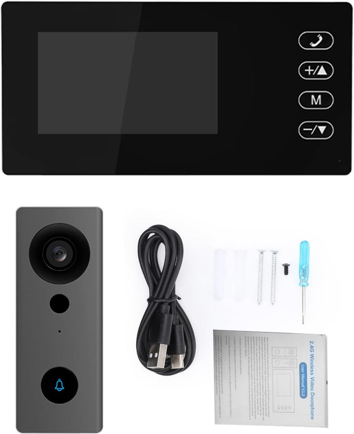 2,4 G Kabellose Video-Türklingelkamera mit Display, 4,3-Zoll-IPS-Bildschirm, Video-Türsprechanlage,