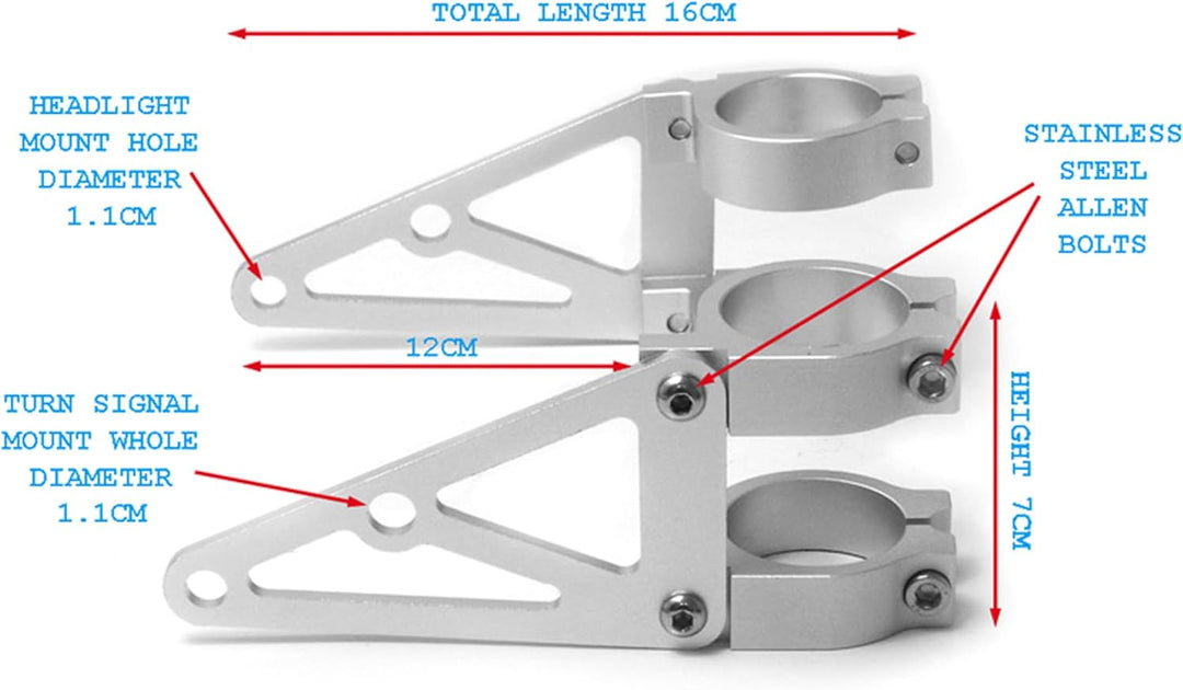 Alchemy Parts Hochwertig 39mm CNC Gebürstetes Aluminium Lenkstangen Halterung Motorrad Scheinwerfer-