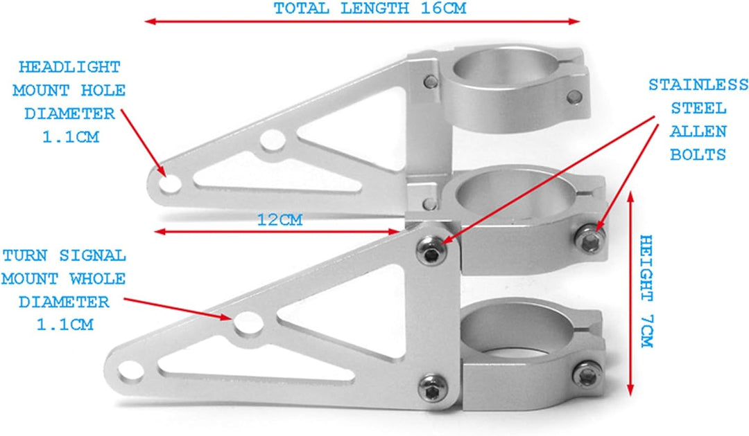 Alchemy Parts Motorrad Scheinwerfer-Halter - 44-45mm - Gabel montiert - CNC alu gebürstet - hochwert