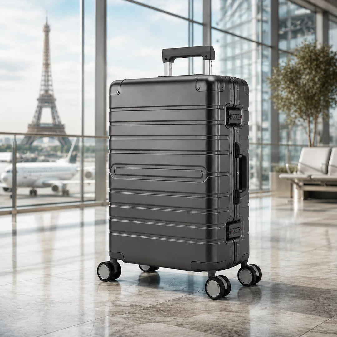 Travelhouse Oslo Alu Reisekoffer Graphit Dunkel Bordkoffer Hartschale Reisegepäck Reisetrolley Troll
