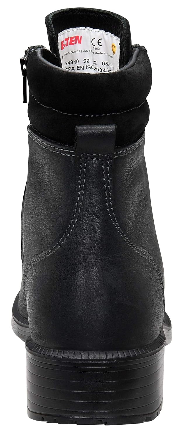 ELTEN Sicherheitsschuhe NIKOLA black Mid ESD S2, Damen, Leder, Stahlkappe, leicht, elegant, Schwarz,