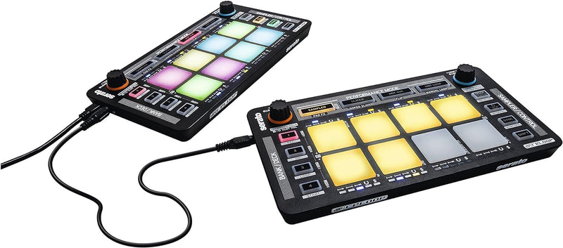 Reloop Neon – Add-On USB DJ Controller mit anschlagdynamischen RGB-Performance-Drumpads, Plug and Pl