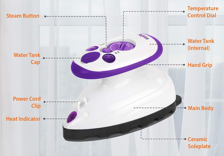 Mini Quilten Dampfbügeleisen mit Ceramic Soleplate Perfekt für Reisen und Quilten - 2 Jahre Garantie