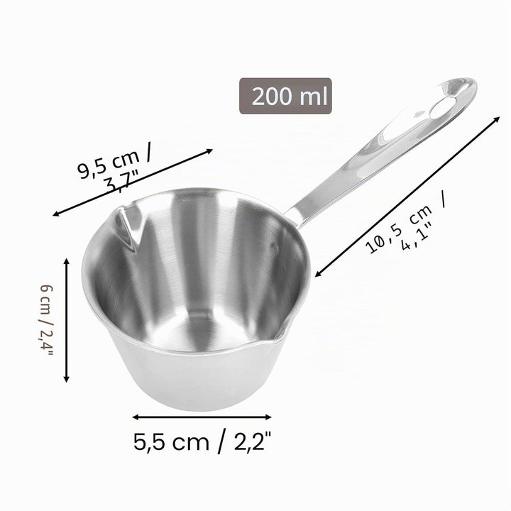 Milchtopf mit Ausgiesse, Butter Schmelztiegel Topf Edelstahl Milchwärmer Topf 200 ml für Küche Gashe