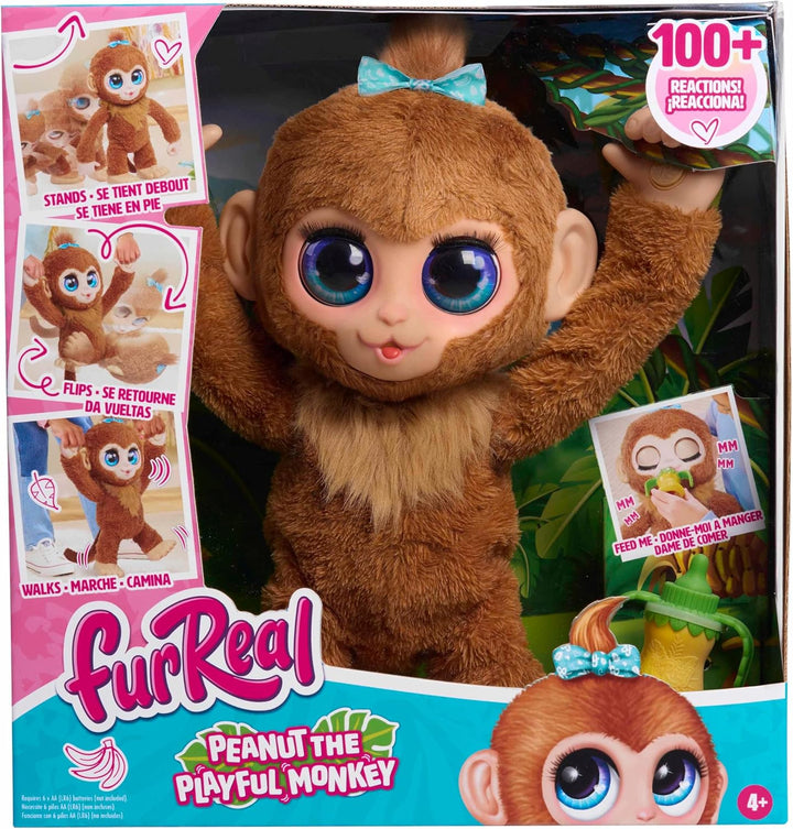 FurReal Peanut, das verspielte Äffchen, interaktives Spielzeug, 38 cm gross, Plüschaffe mit Soundeff