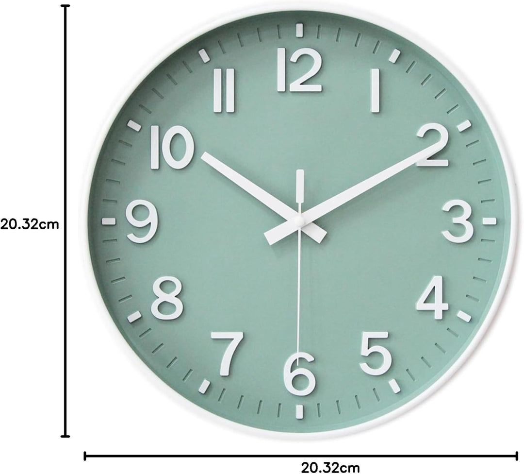HZDHCLH 20cm Lautlos Wanduhr ohne Ticken Schleichende Sekunde mit Arabisch Ziffer für Büro, Klassenz