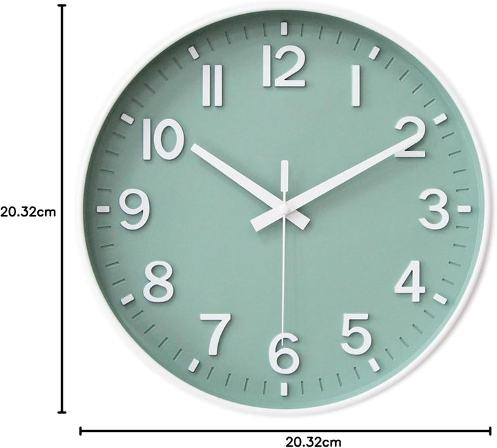 HZDHCLH 20cm Lautlos Wanduhr ohne Ticken Schleichende Sekunde mit Arabisch Ziffer für Büro, Klassenz