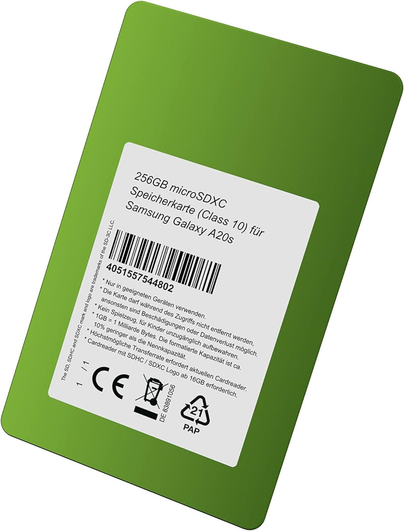 256GB microSDXC Speicherkarte (Class 10) für Samsung Galaxy A20s 256GB Class 10, 256GB Class 10