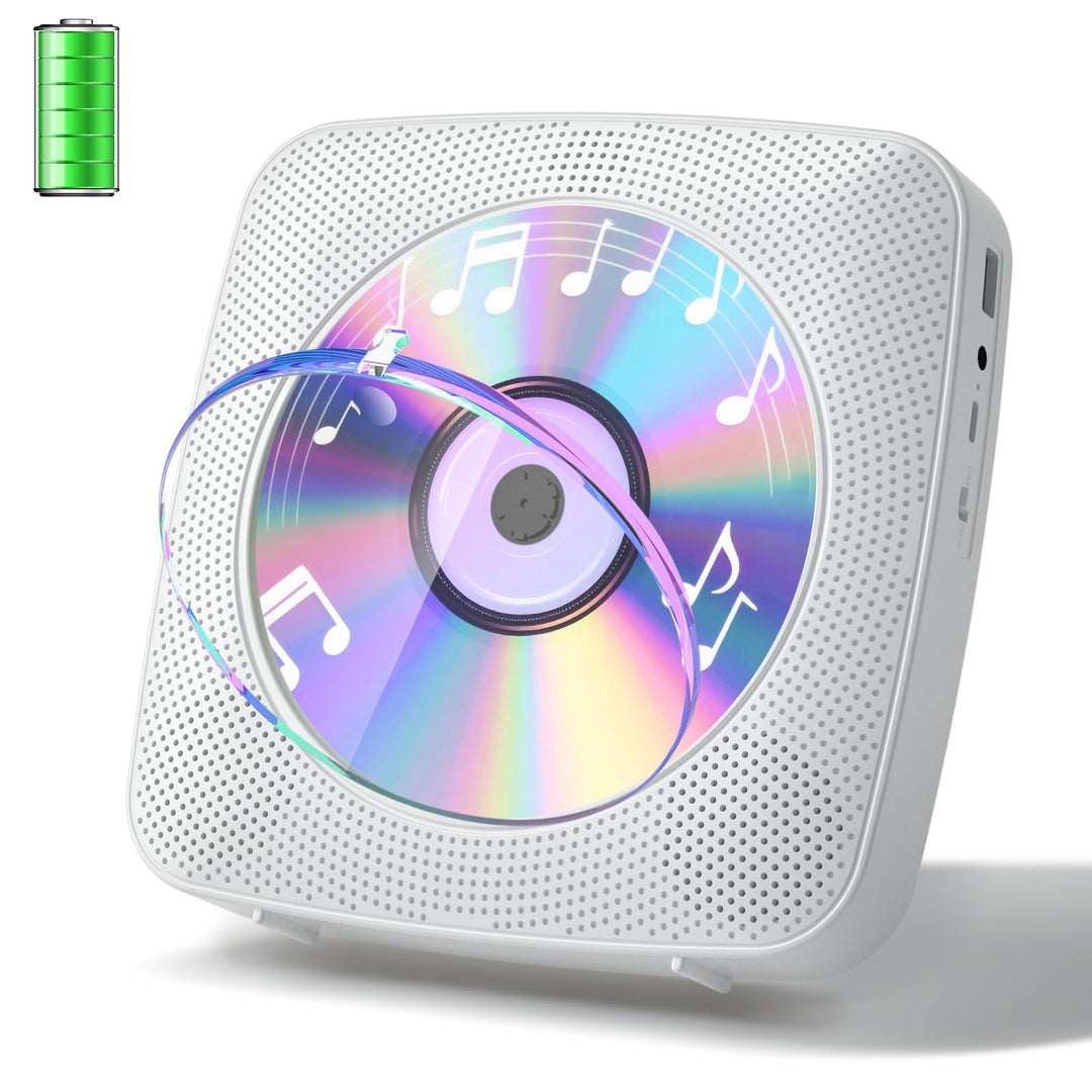 Gueray Desktop CD Player Bluetooth CD-Spieler mit Lautsprechern für Zuhause 1800mAh Tragbarer CD-Pla