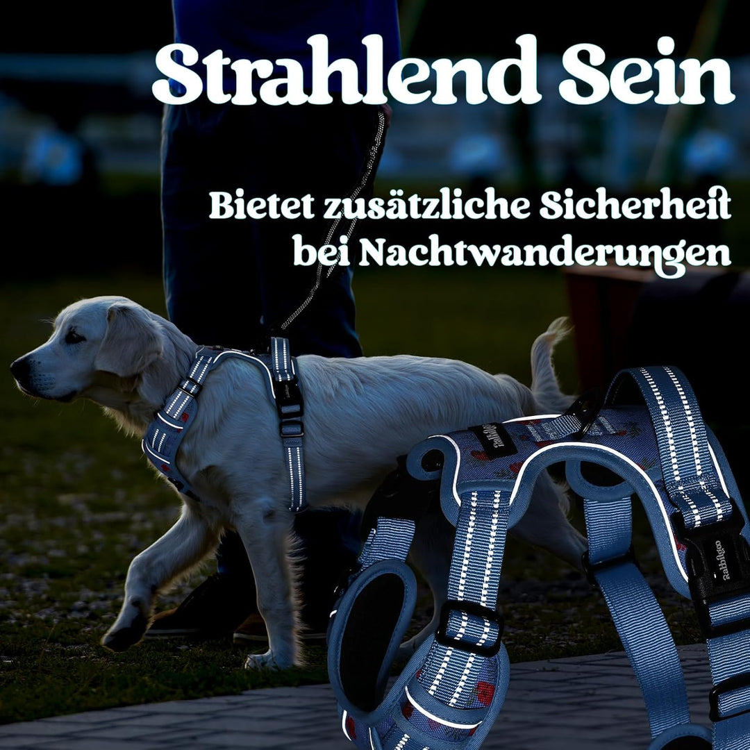 rabbitgoo Hundegeschirr Grosse Hunde, Verstellbare Geschirr Hund ohne Zug &amp; Würgen, Anti Zug Hundege