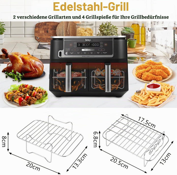 Heissluftfritteuse Zubehör für Ninja, Airfryer Zubehör für Ninja Foodi AF400EU AF451EU 9.5L Double S