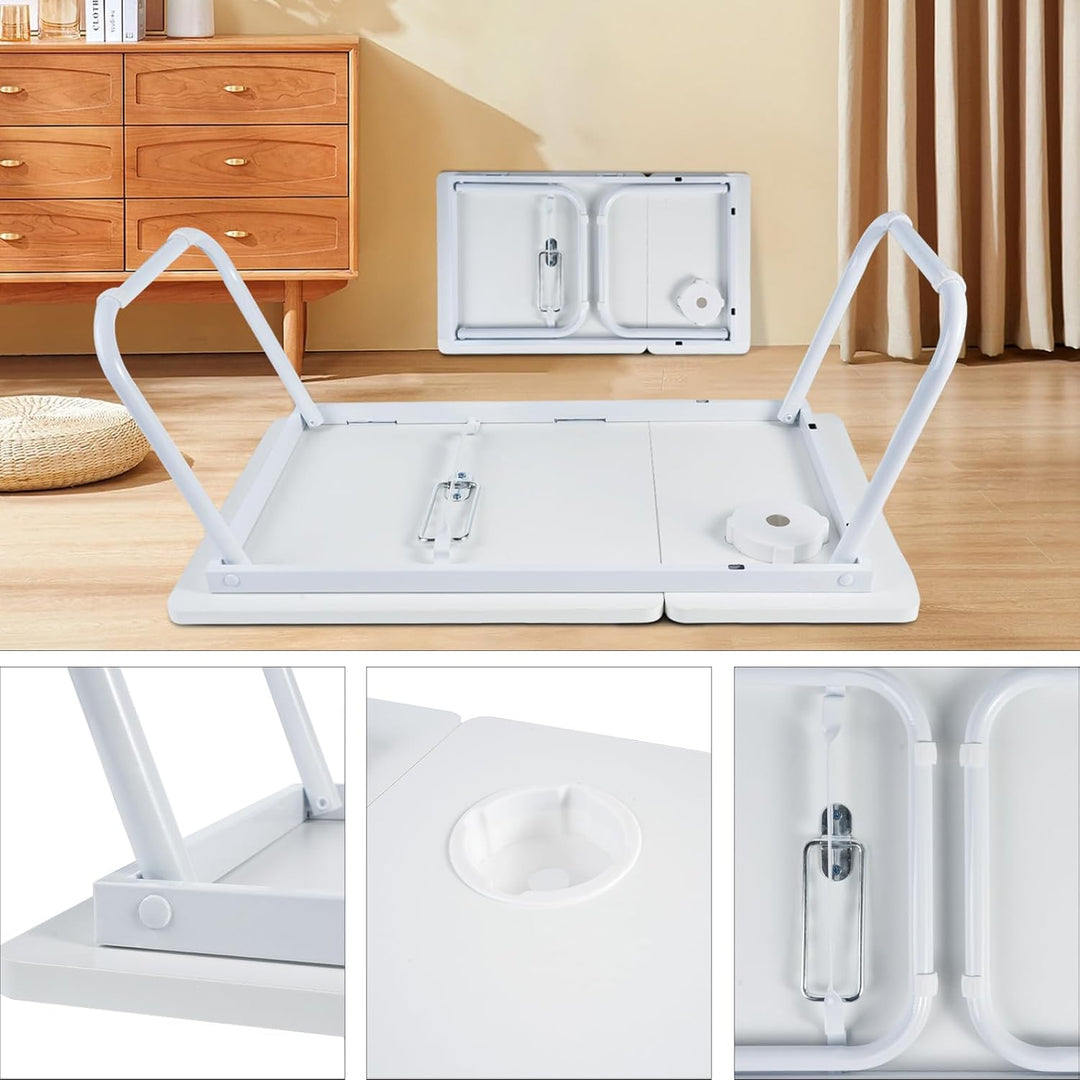 Klappbarer Laptoptisch Höhenverstellbar Lapdesk Notebooktisch mit Neigung Getränkehalter Laptop Tisc