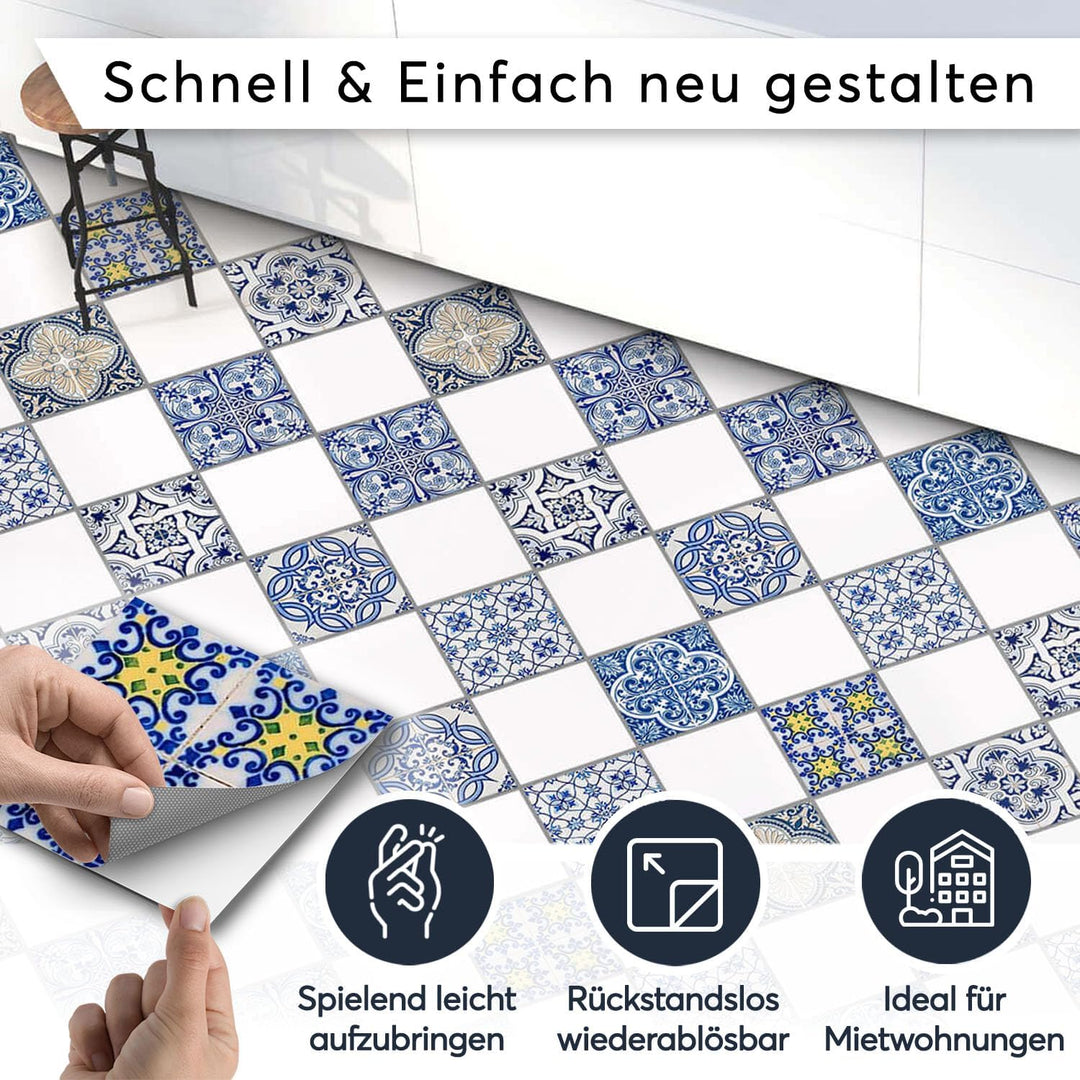 Fliesenfolie für - [ Boden Fliesen ] - Aufkleber Folie Sticker für Boden-Fliesen - Küche oder Bad I