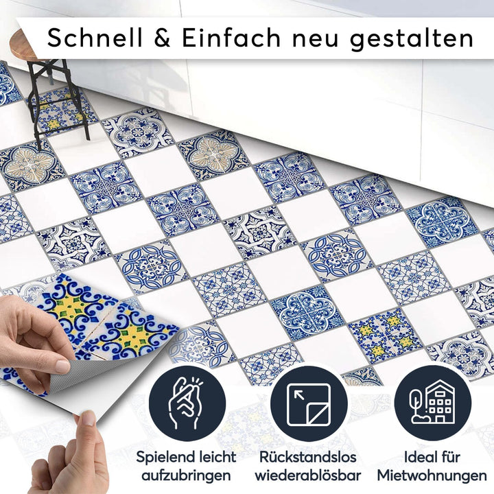 Fliesenfolie für - [ Boden Fliesen ] - Aufkleber Folie Sticker für Boden-Fliesen - Küche oder Bad I