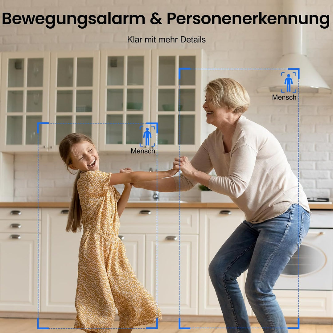 Überwachungskamera Innen - 2K Kamera Überwachung Innen, Babyphone mit Kamera, WLAN Indoor Camera, Hu