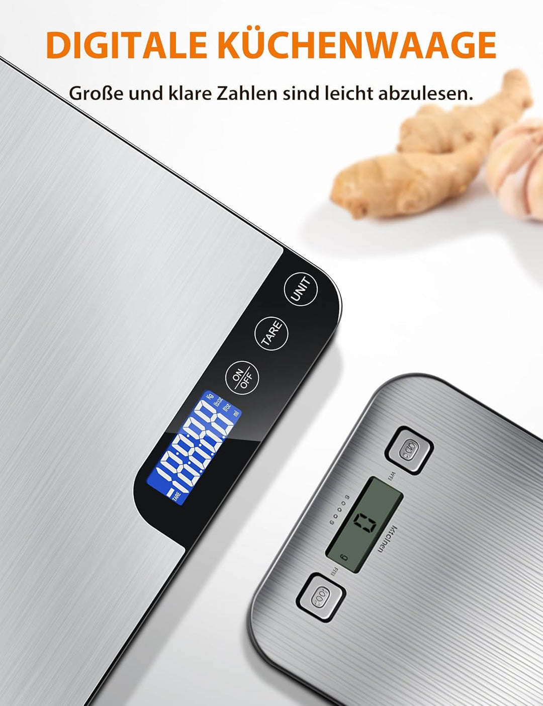Küchenwaage Digital 20KG,Grosser Wiegefläche Digitalwaage mit Lineal,Professionelle Electronische Wa