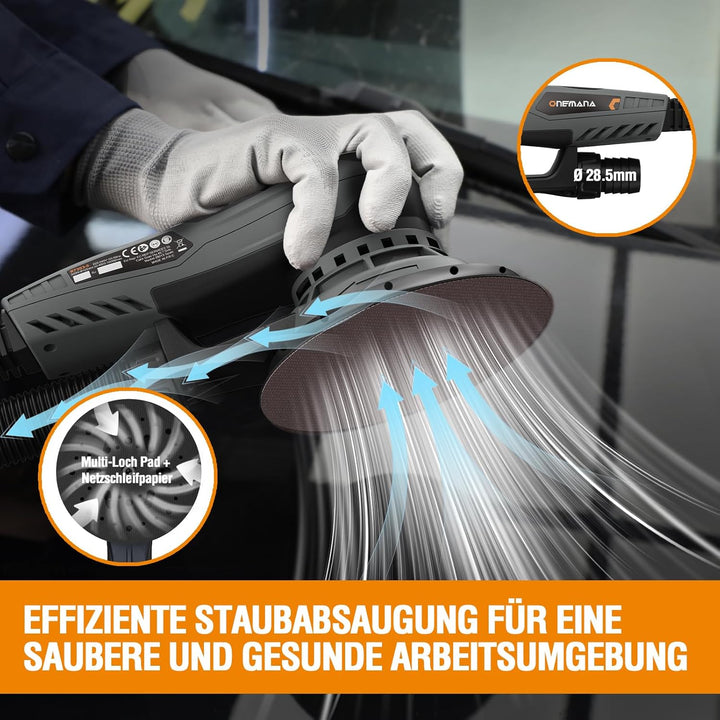 Exzenterschleifer 150 mm, Bürstenloser Exzenterschleifer mit 2,5 mm Exzenterhub, 350W Schleifmaschin