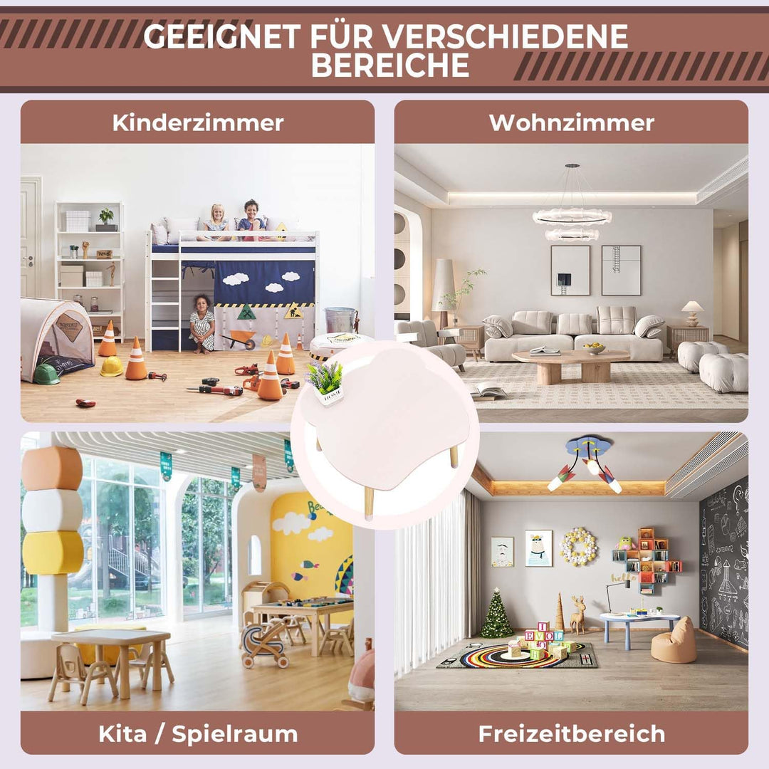 Rebecca Mobili Tisch und 2 Stühle für Kinder, Tischset mit Stühlen, Rosa Braun, MDF Kiefer, für Kind