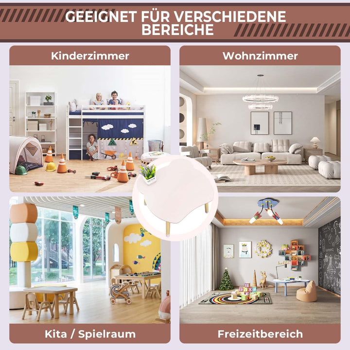Rebecca Mobili Tisch und 2 Stühle für Kinder, Tischset mit Stühlen, Rosa Braun, MDF Kiefer, für Kind