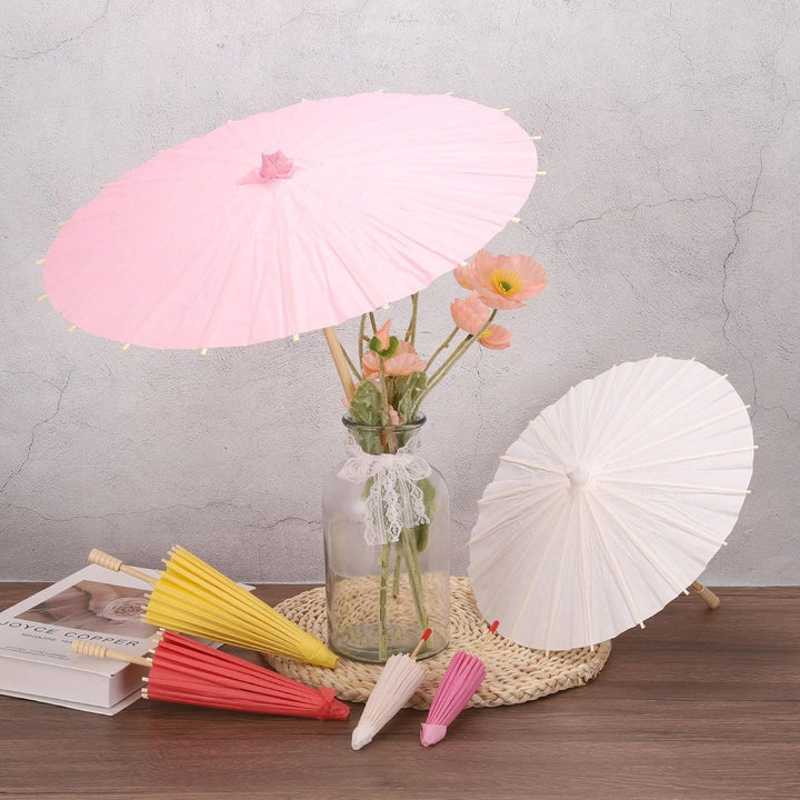 QUARKZMAN 6 Stück Papierschirme 16" Papier Parasol Schirme Rosenrot | DIY Ölpapier Bemalte Schirme,