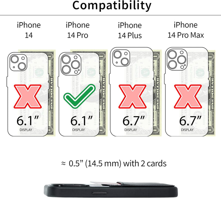 Dockem Echtleder Kartenetui für iPhone 14 Pro mit Kartenfachen und Integrierter Metallplatte zur Mag