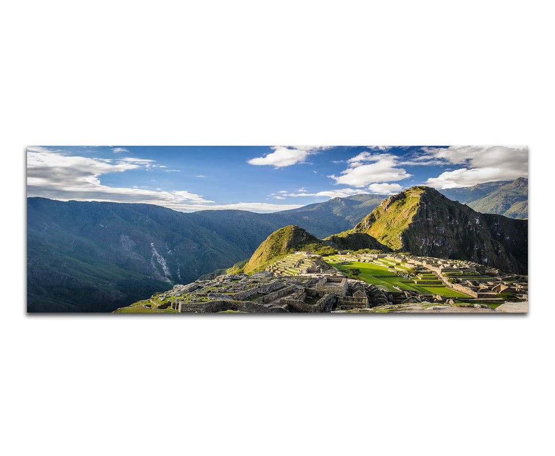 Paul Sinus Art Panoramabild auf Leinwand und Keilrahmen 120x40cm Peru Machu Picchi Felsen Landschaft