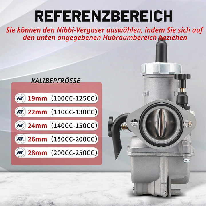 NIBBI PE28mm Vergaser für 200cc-250cc Flansch Motorrad Motor Vergaser mit Carb Jets PE-Flansch-28mm,