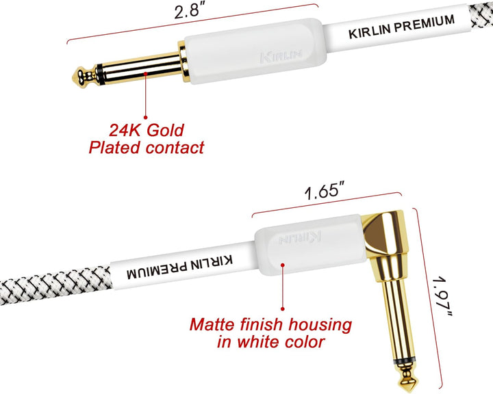 KIRLIN, KIRLIN CABLE Instrumentenkabel, 1/4 Zoll Mono-Stecker, weiss, 6,3 m (IWB-202WGL-20/WT)