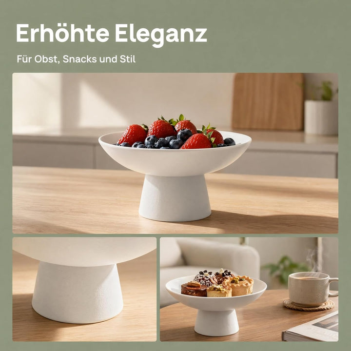 Cabilock Keramik Obstschale Mit Fuss 3 Zoll Hohe Weisse Servierschale Für Snacks Desserts Und Obst D