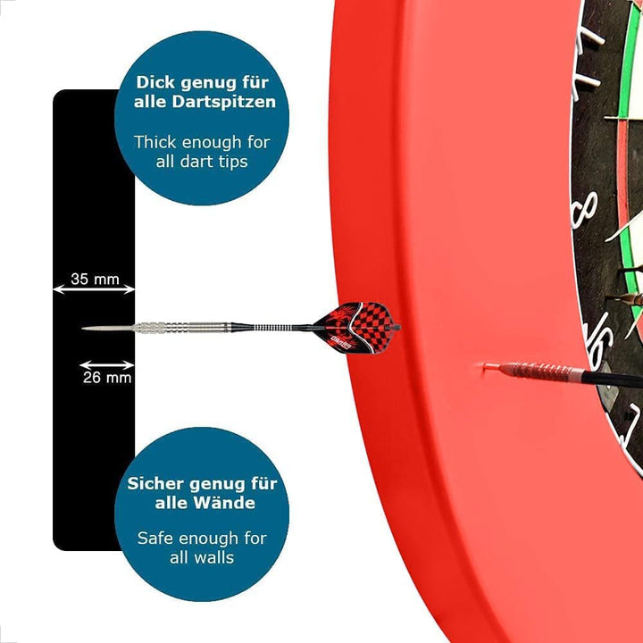 ONE80 Dart Catchring Surround Dartscheibe Schutz Dart Auffangring für 45 cm Dartscheibe Rot, Rot